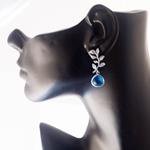 Pendientes Hoja Azul | PNHOAZ | Pendientes, de Hojas, Azules, para Novias, de boda