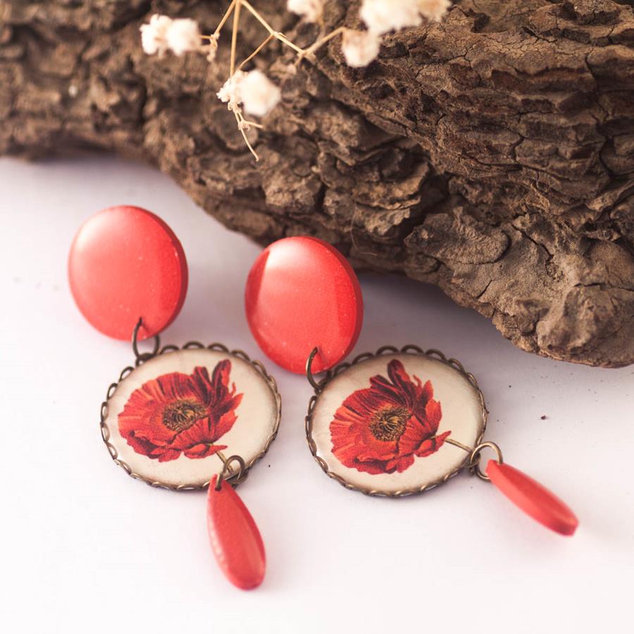 Pendientes Amapola | PNAMAP | Pendientes, Pendientes Largos, Rojos, de flores